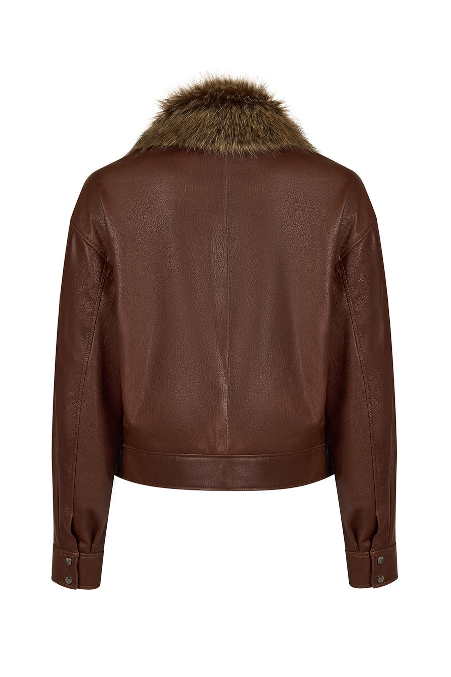 Margot Woman Whiskey Short Collar Fur Leather Jacket