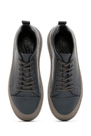 Men's Gray Leather Thick Soled Sneaker | Derimod