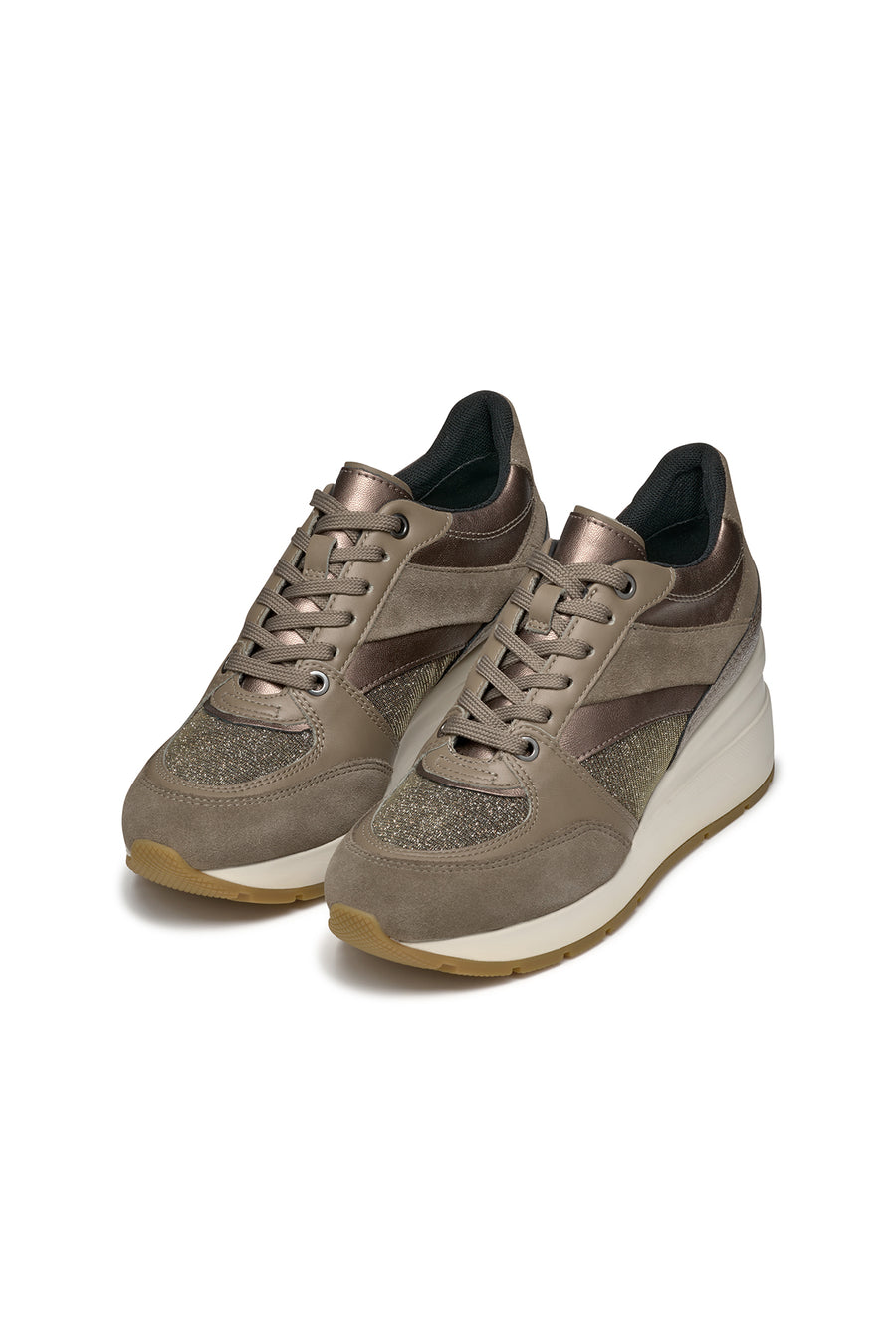 Geox Kadın Vizon Respira Bağcıklı Dolgu Topuklu Deri Sneaker