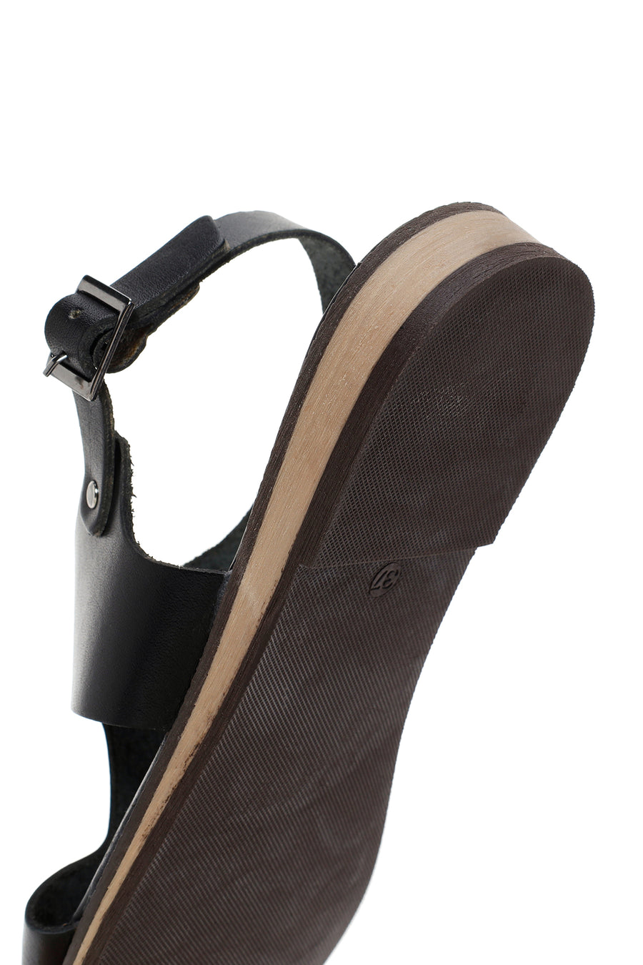 Women's Black Ankle Strap Leather Bodrum Sandals