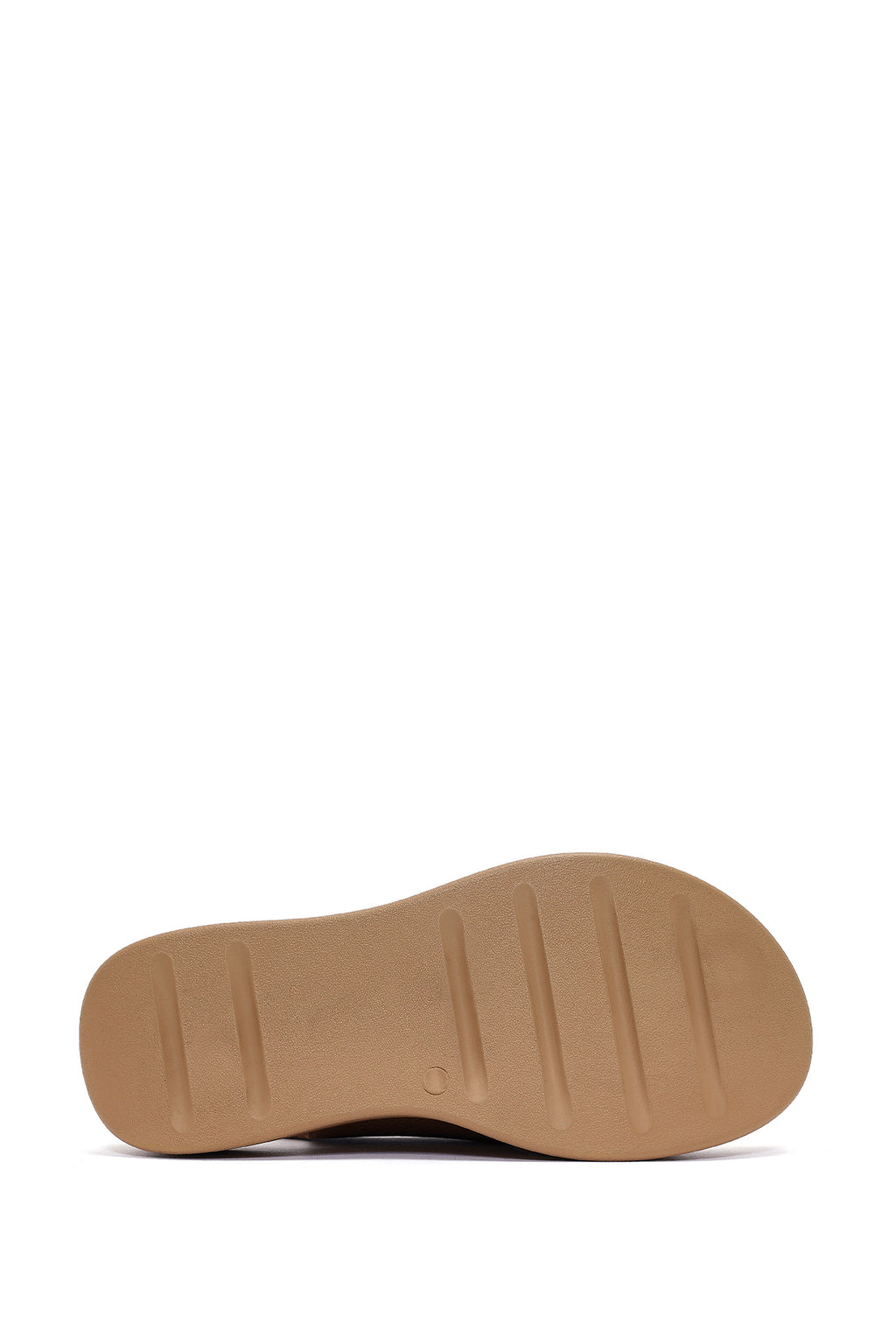 Kadın Camel Bantlı Kalın Tabanlı Deri Comfort Sandalet