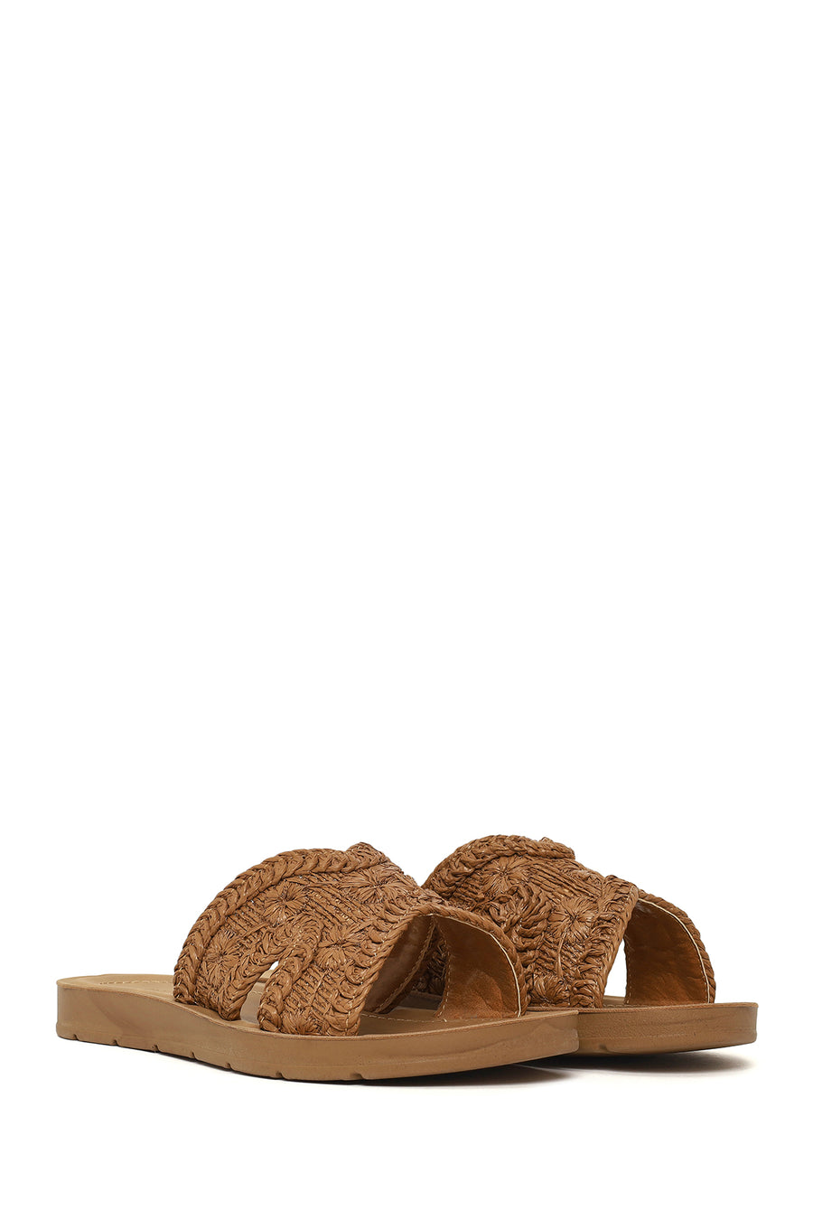 Women's Camel Straw Slippers