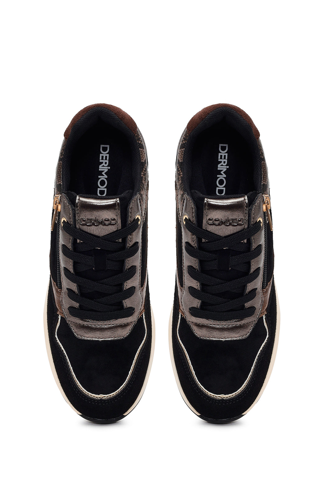 Kadın Siyah Bağcıklı Dolgu Topuklu Sneaker