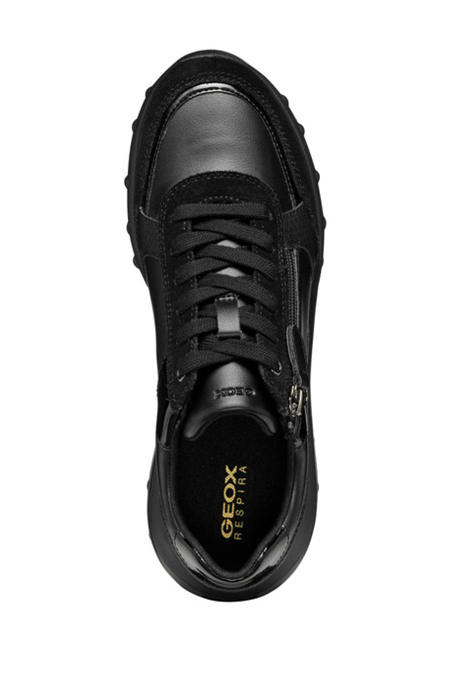 Geox Kadın Siyah Bağcıklı Kalın Tabanlı Deri Sneaker