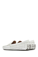 Women's White Leather Loafer | Derimod