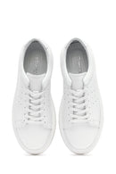 Erkek Beyaz Bağcıklı Kalın Tabanlı Deri Sneaker | Derimod