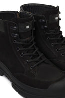 Men's Black Lace-Up Zipper Nubuck Leather Casual Boot | Derimod