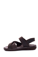 Men's Brown Nubuck Leather Sandals | Derimod