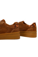 Woman Tan Lace-Up Thick-Soled Suede Leather Sneakers | Derimod