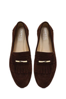 Women's Brown Buckled Suede Leather Loafer | Derimod
