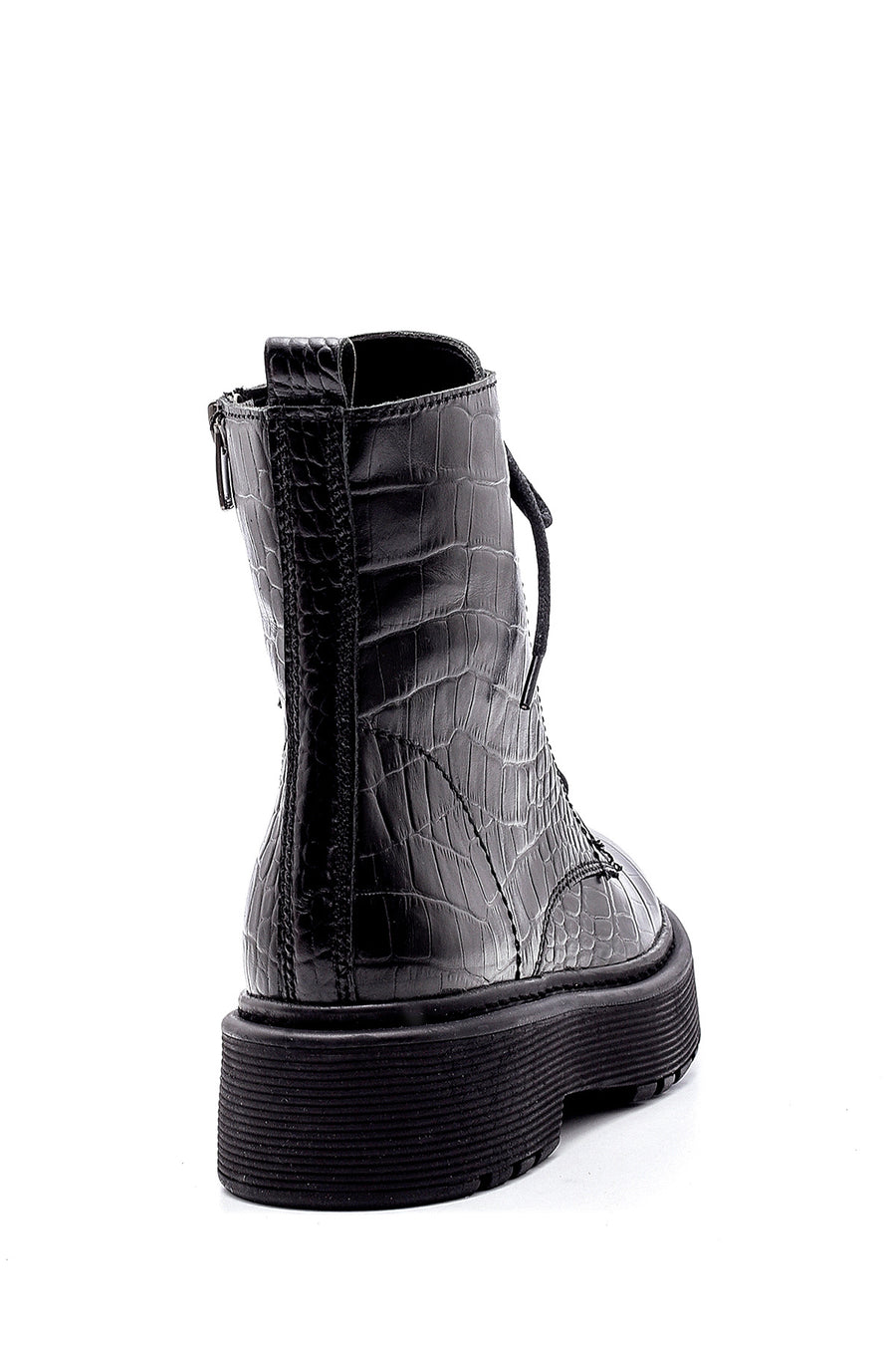 Women's Leather Crocodile Pattern Boots