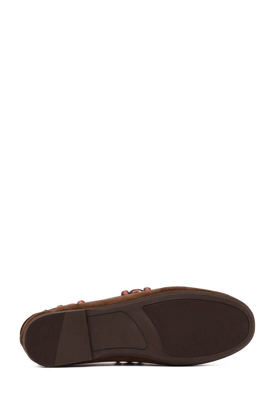 Women's Brown Suede Leather Loafer with Accessory Details