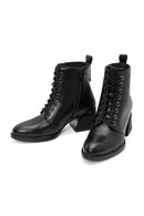 Women's Black Zippered Chunky Heel Boots | Derimod