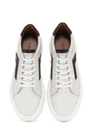 Men's White Lace-up Thick-Sole Leather Sneaker | Derimod