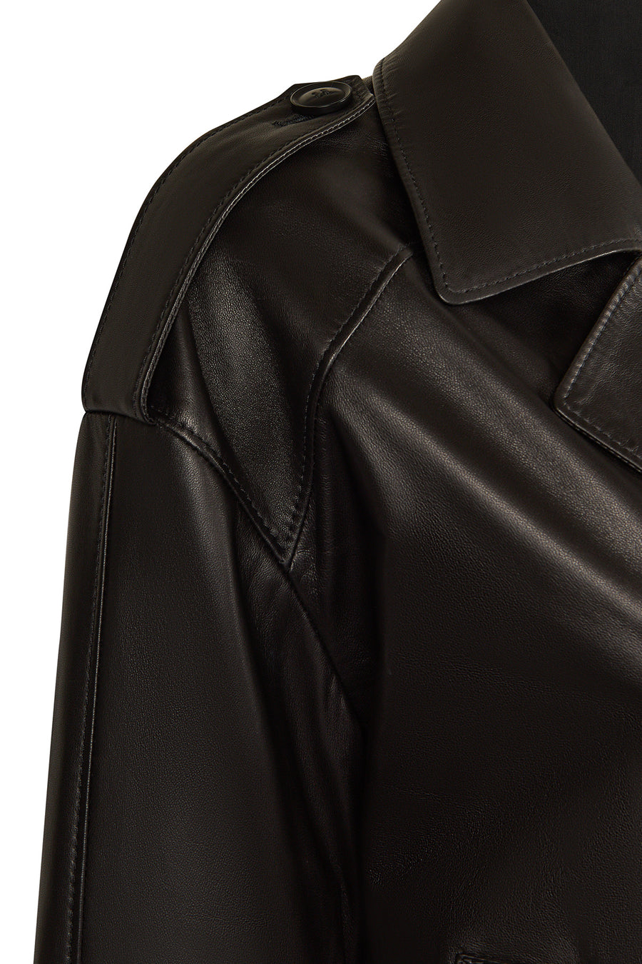 April Woman Black Short Oversize Leather Jacket