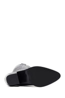 Woman Black Thick-Heeled Leather Cowboy Boots | Derimod