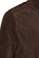 Torres Male Brown Mandarin Collar Suede Coat | Derimod
