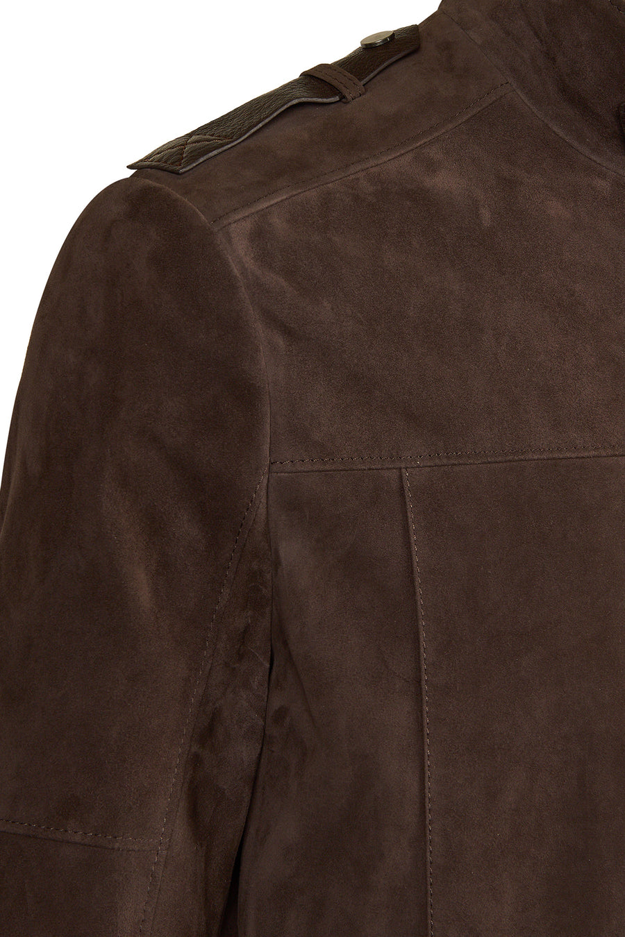 Torres Male Brown Mandarin Collar Suede Coat