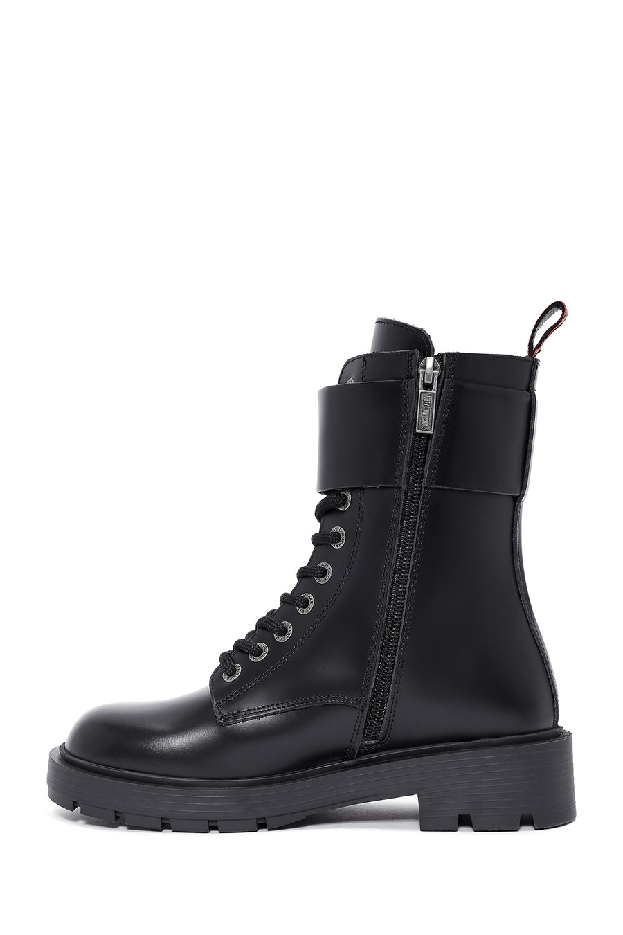 Harley Davidson Women's Black Dearie Lace-Up Zipper Detail Leather Combat Boots