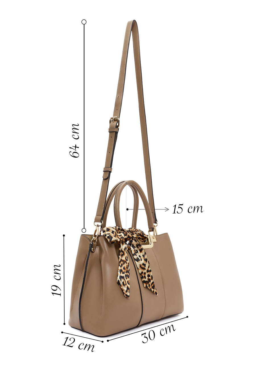 Women's Beige Long Strap Handbag with Accessory Detail
