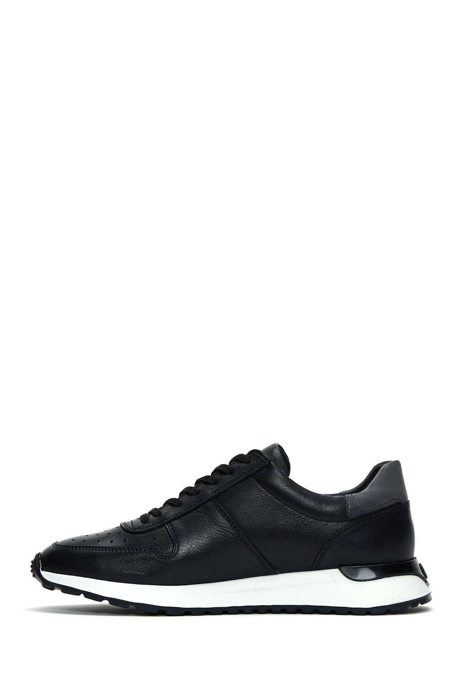Men's Black Lace-Up Leather Casual Sneaker