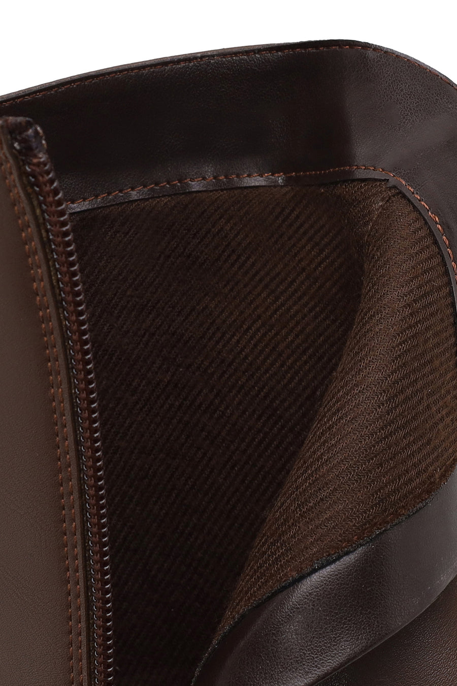 Woman Brown Zip Closure Heeled Boots