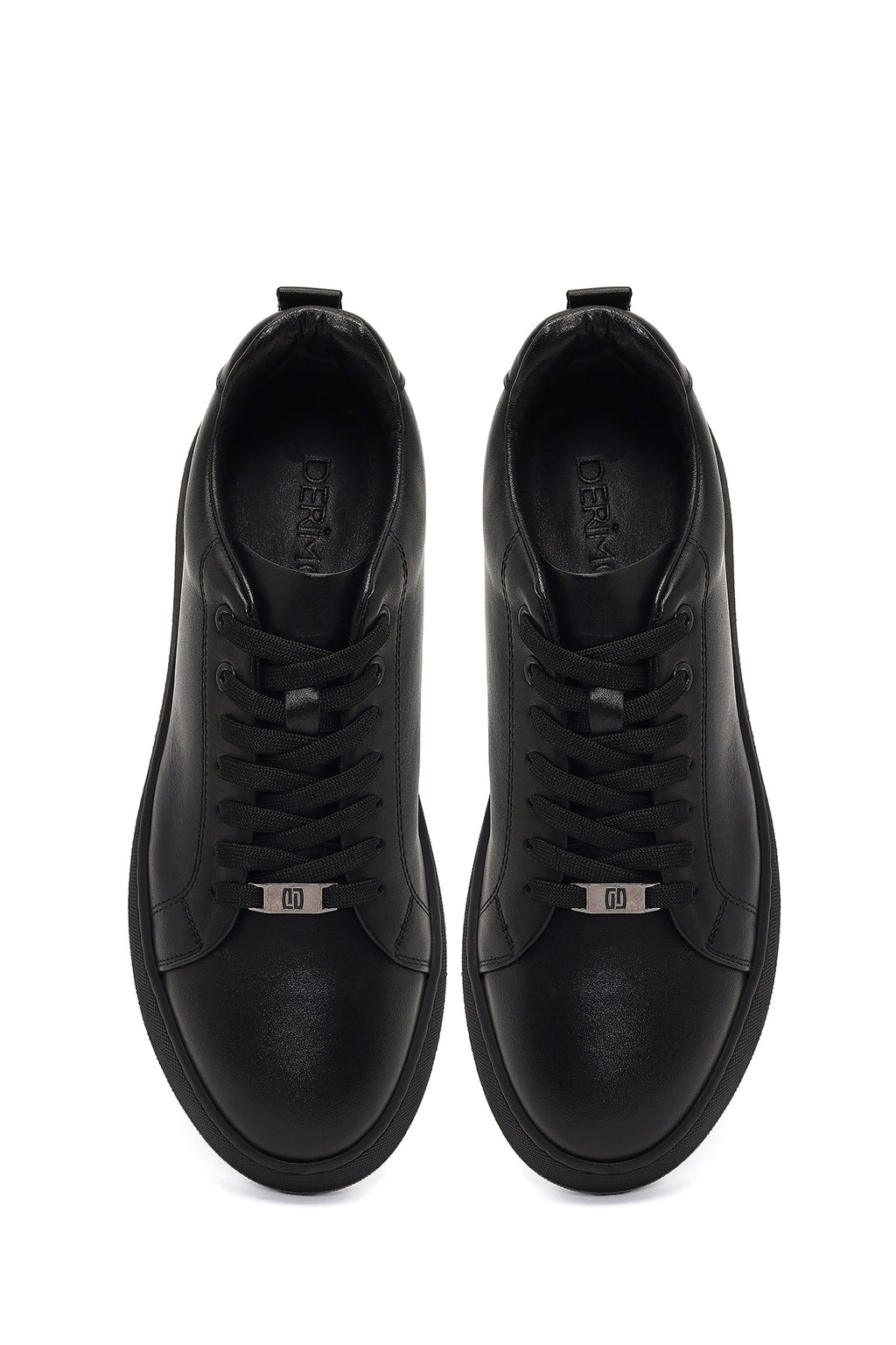 Erkek Siyah Bağcıklı Kalın Tabanlı Deri Sneaker