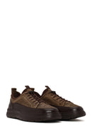Erkek Vizon Bağcıklı Kalın Tabanlı Deri Sneaker | Derimod