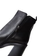 Women's Black Leather Zippered Heeled Boots | Derimod