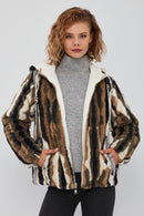 Cortina Women's Patterned Double-Sided Teddy Coat | Derimod