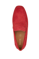 Geox Men's Red Kosmopolis + Grip Suede Leather Casual Loafer | Derimod