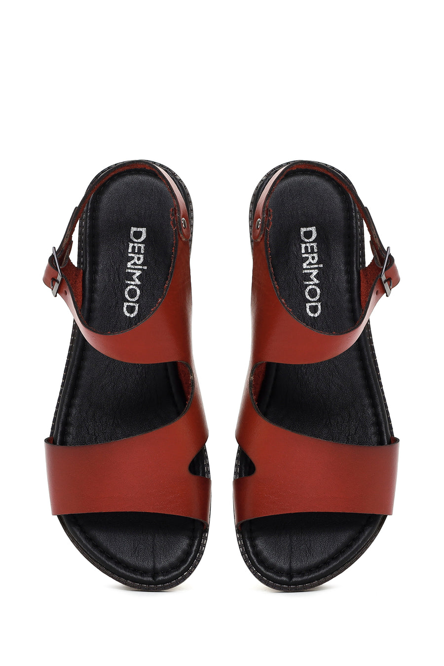 Women's Red Ankle Strap Leather Bodrum Sandals
