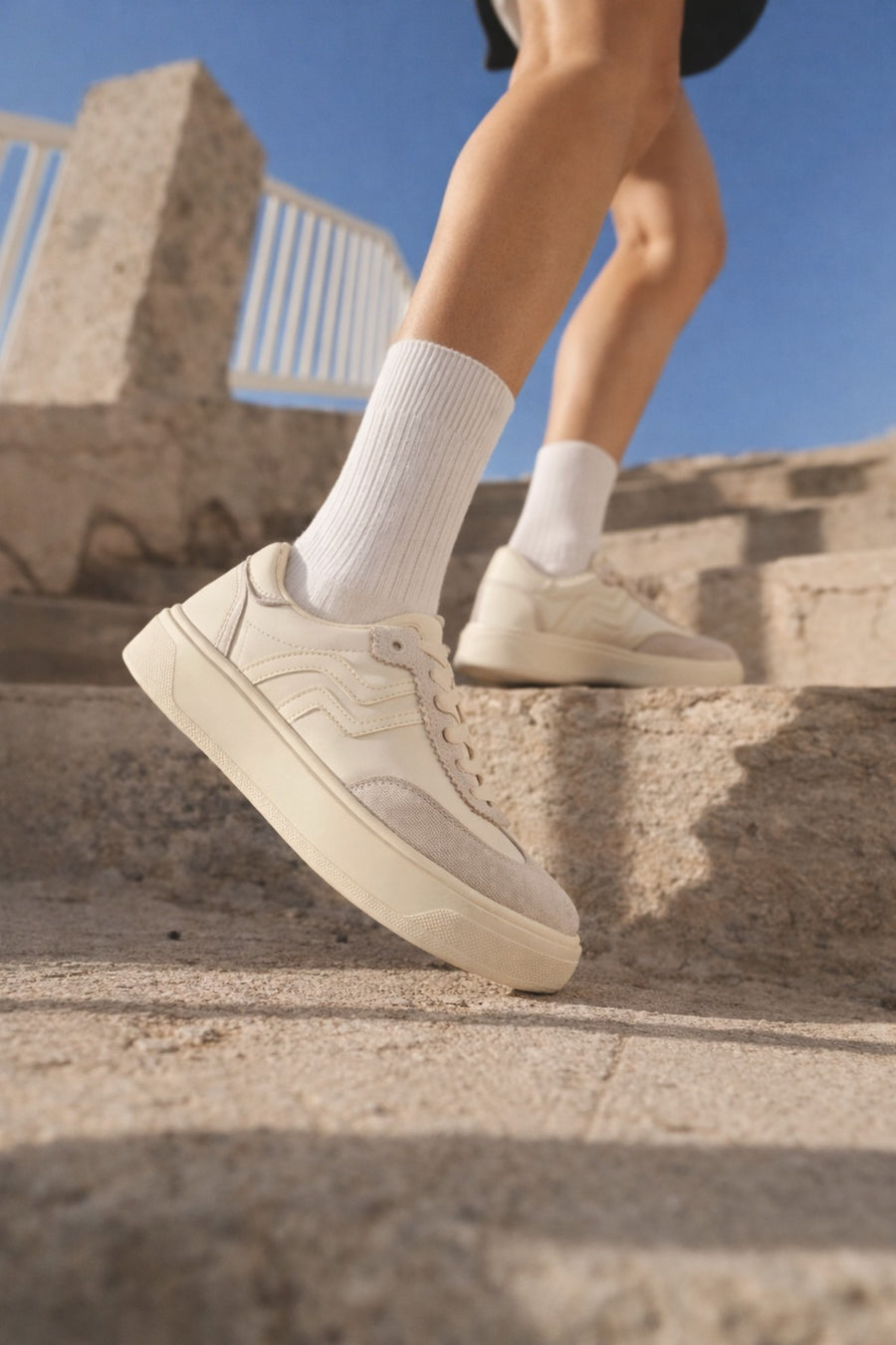Woman Beige Lace-up Sneakers