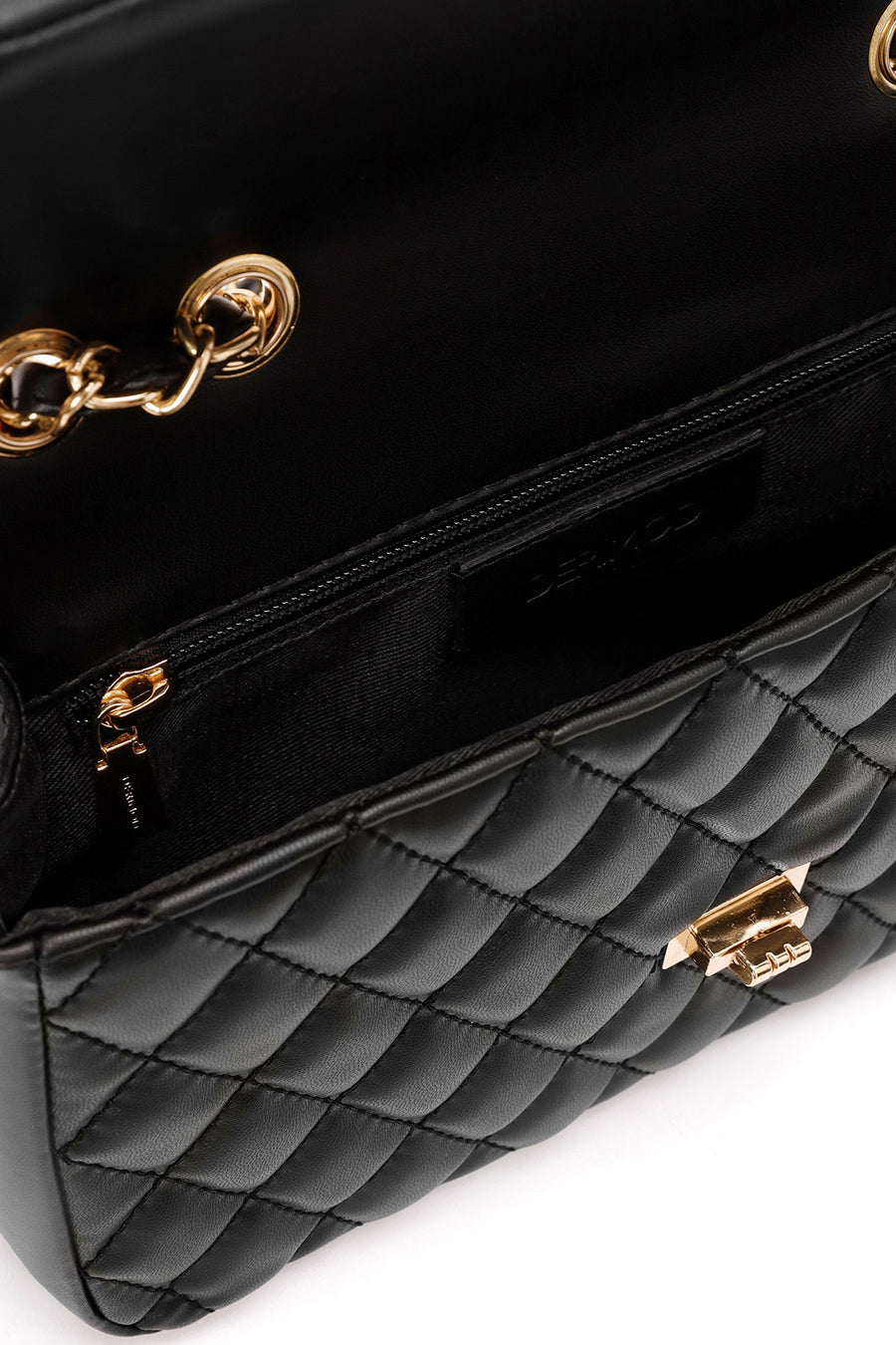 Women Black Long Strap Quilted Shoulder Bag