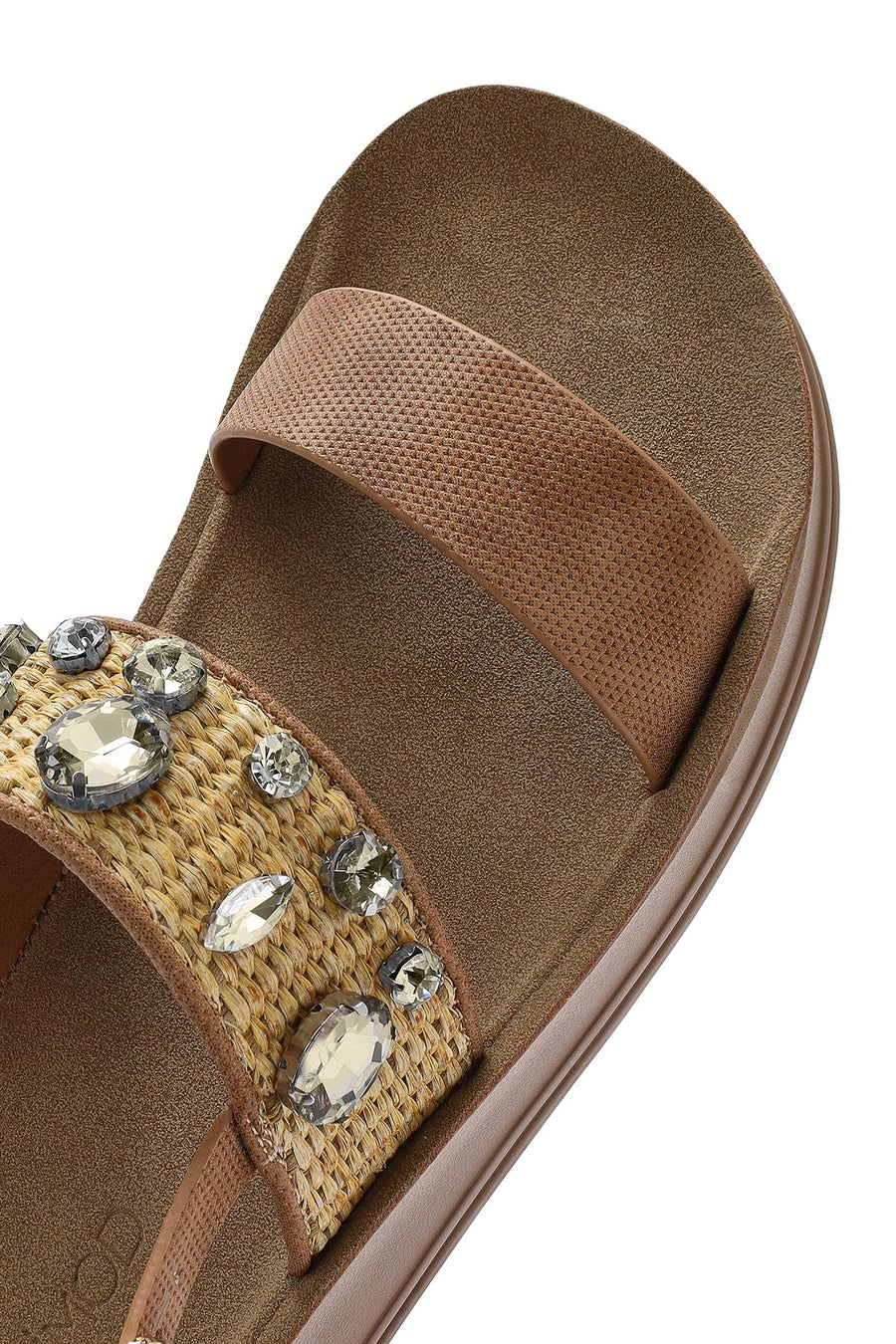 Women's Brown Thick Soled Stoned Sandals