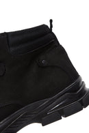 Men's Black Nubuck Leather Casual Zippered Boots | Derimod