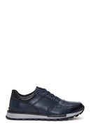 Men's Navy Blue Leather Sneaker | Derimod