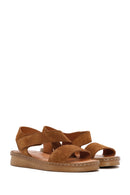 Women's Tan Strap Suede Leather Sandals | Derimod