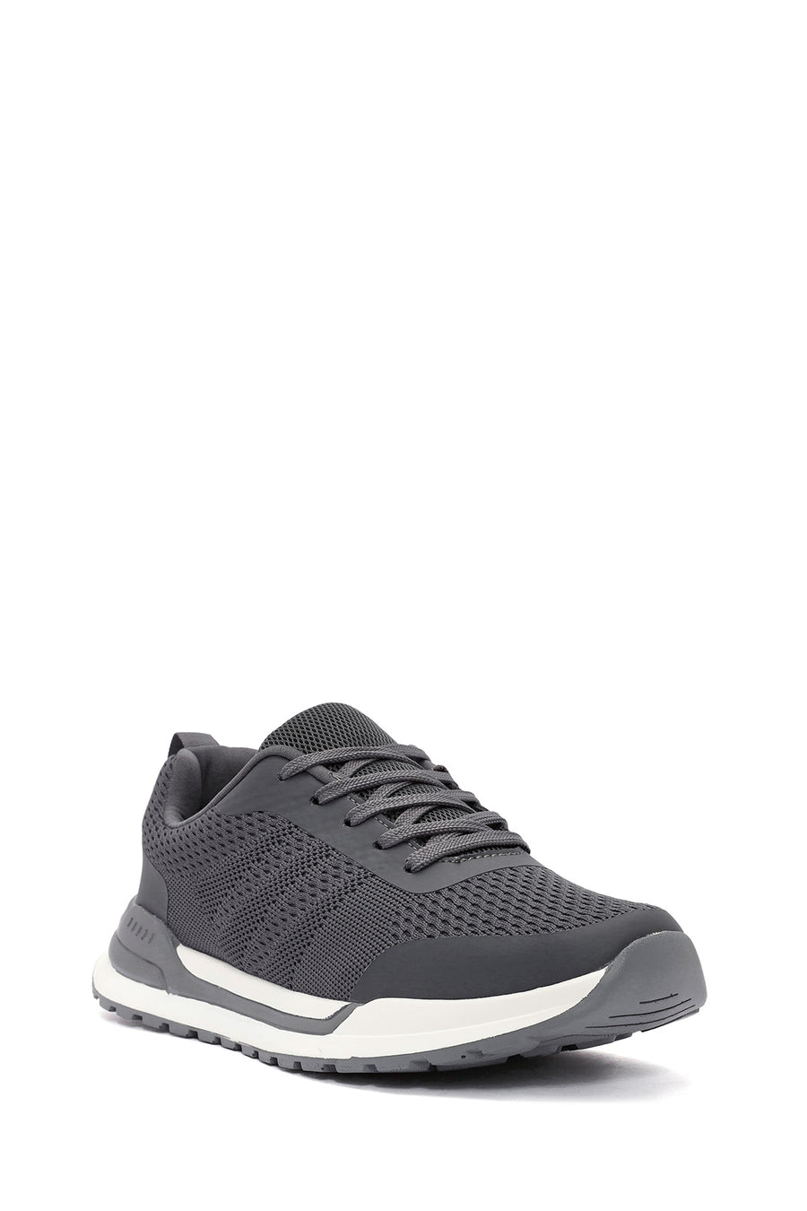 Men's Grey Lace-Up Fabric Sneakers