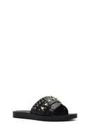 Women's Black Stone Slippers | Derimod