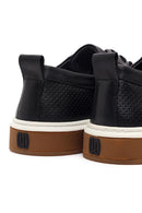 Erkek Siyah Bağcıklı Deri Sneaker | Derimod