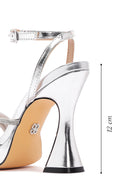 Women's Silver Ankle Strap Thick High Heel Evening Sandals | Derimod