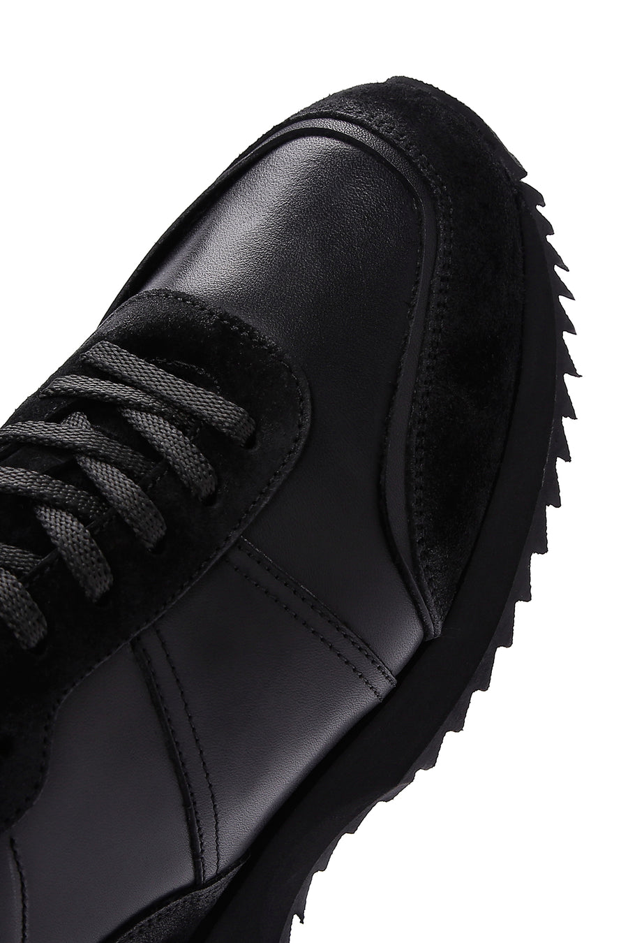 Men's Black Leather Suede Detailed Sneaker