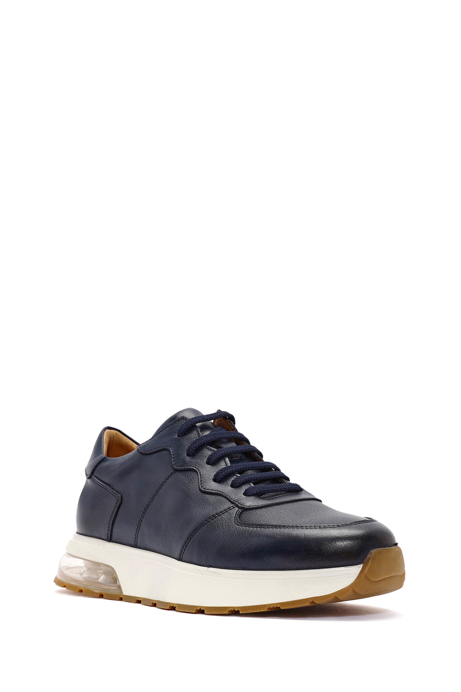 Men's Navy Blue Lace-Up Leather Sneaker