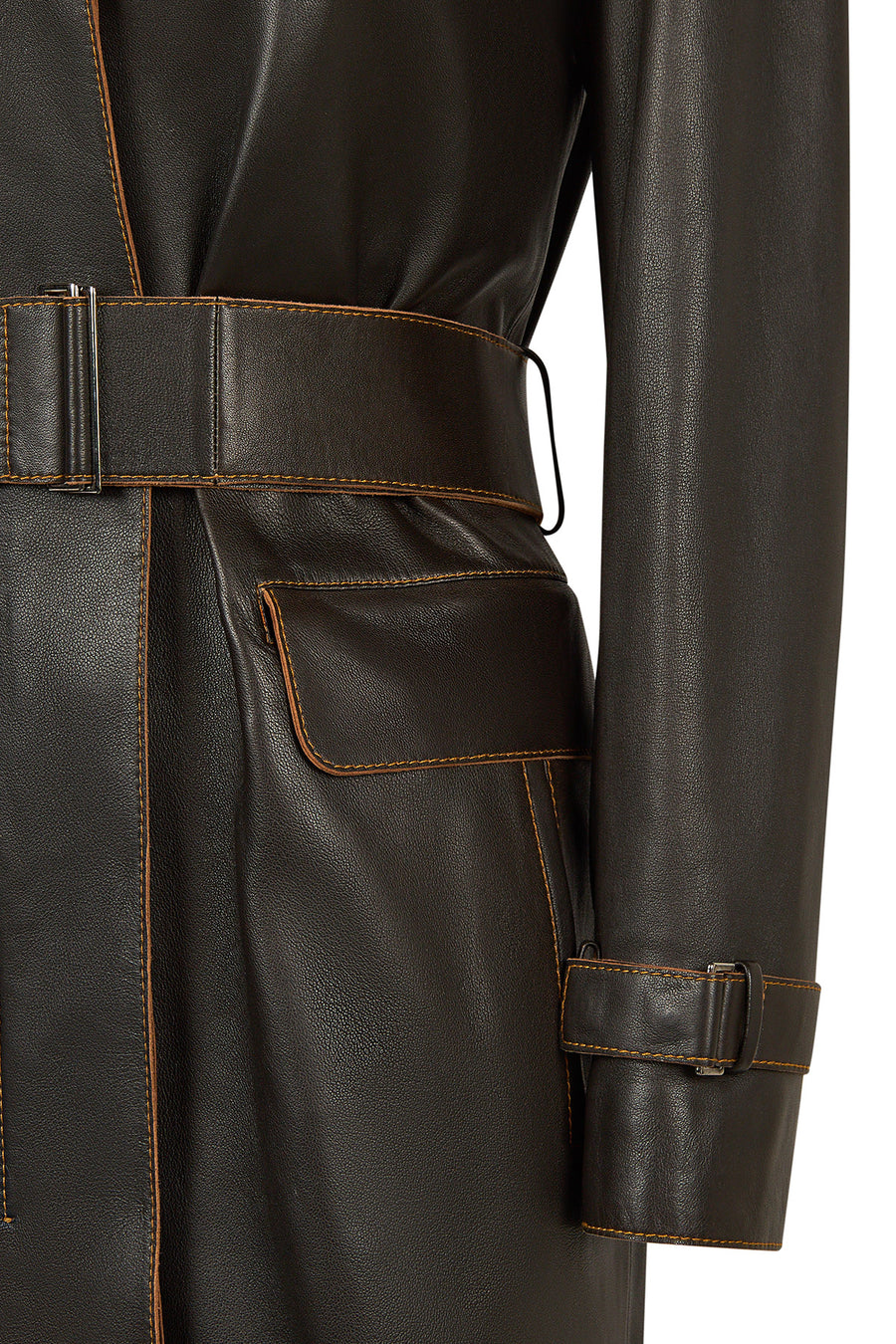 Belinda Woman Black Vintage Leather Trench Coat