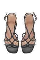 Kadın Siyah Taşlı İnce Topuklu Sandalet | Derimod