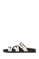 Women's Gold Leather Metallic Slippers | Derimod