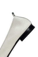 Women's White Leather Ballerinas with Buckle Detail | Derimod