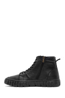 Men's Black Zippered Lace-Up Leather Boots | Derimod