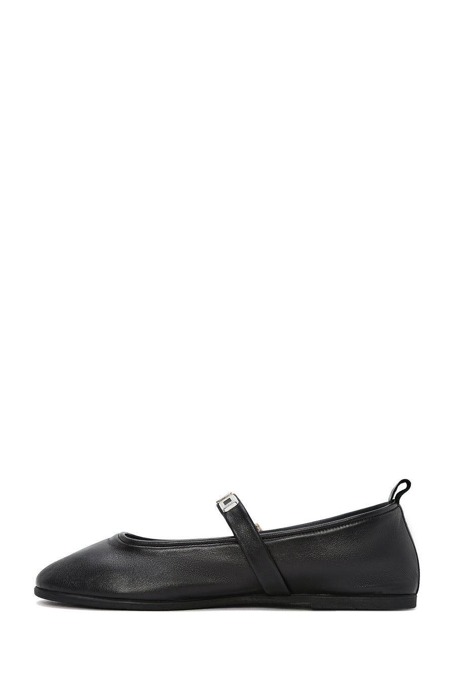 Women's Black Buckle Leather Ballerinas